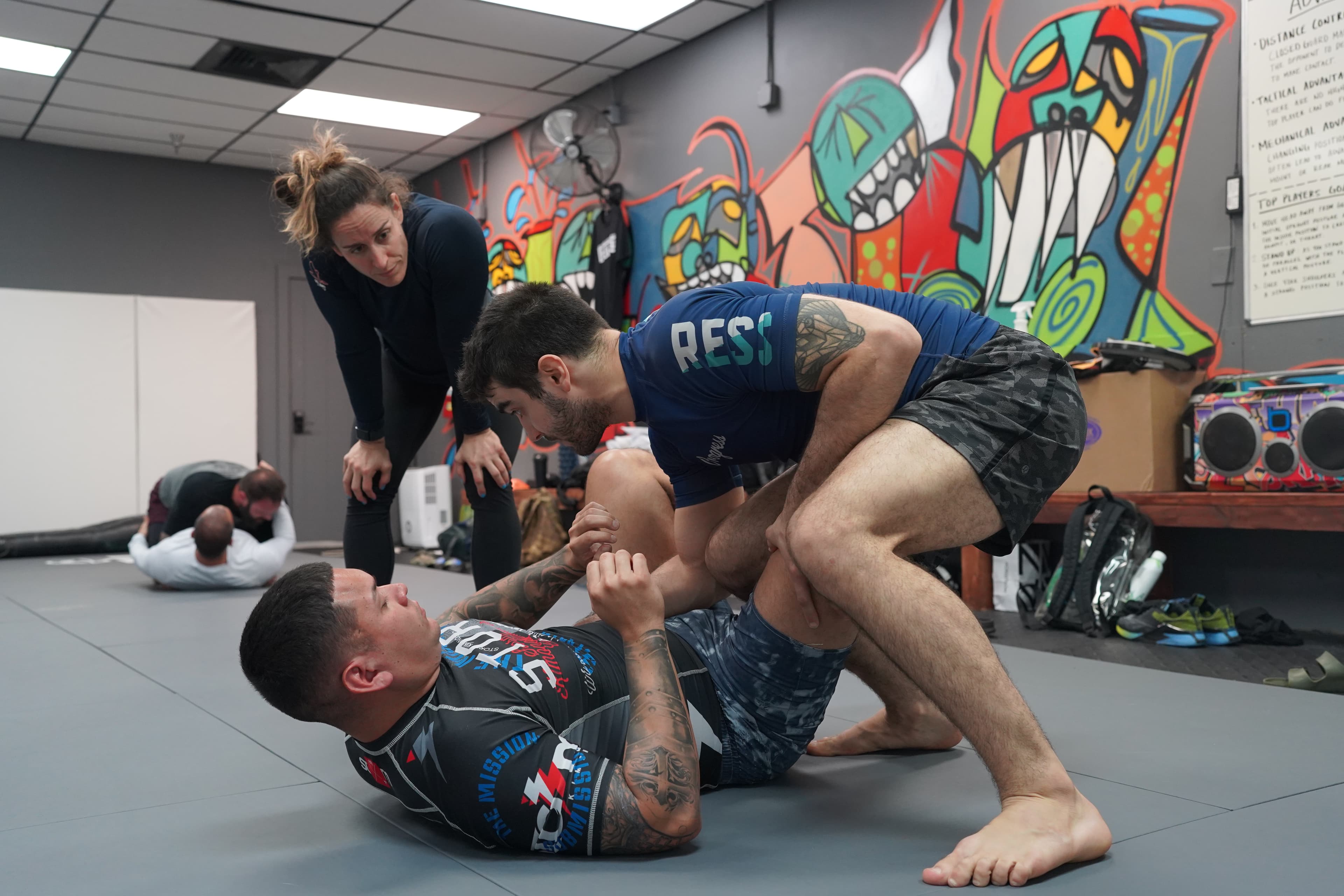 Carlmichael Leiva coaching a private jiu jitsu lesson at Ground Game Theory Miami